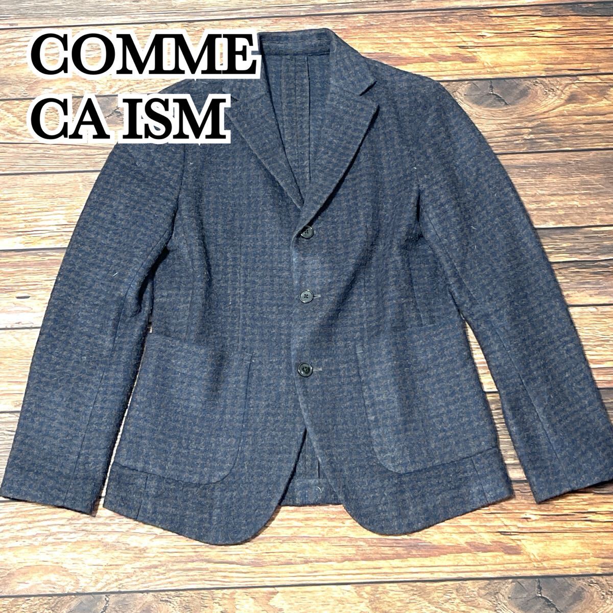 COMME CA ISM コムサイズム テーラードジャケット メンズ アウター テーラード ウール ジャケット フォーマル 総柄 チェック柄 ネイビー S拍卖