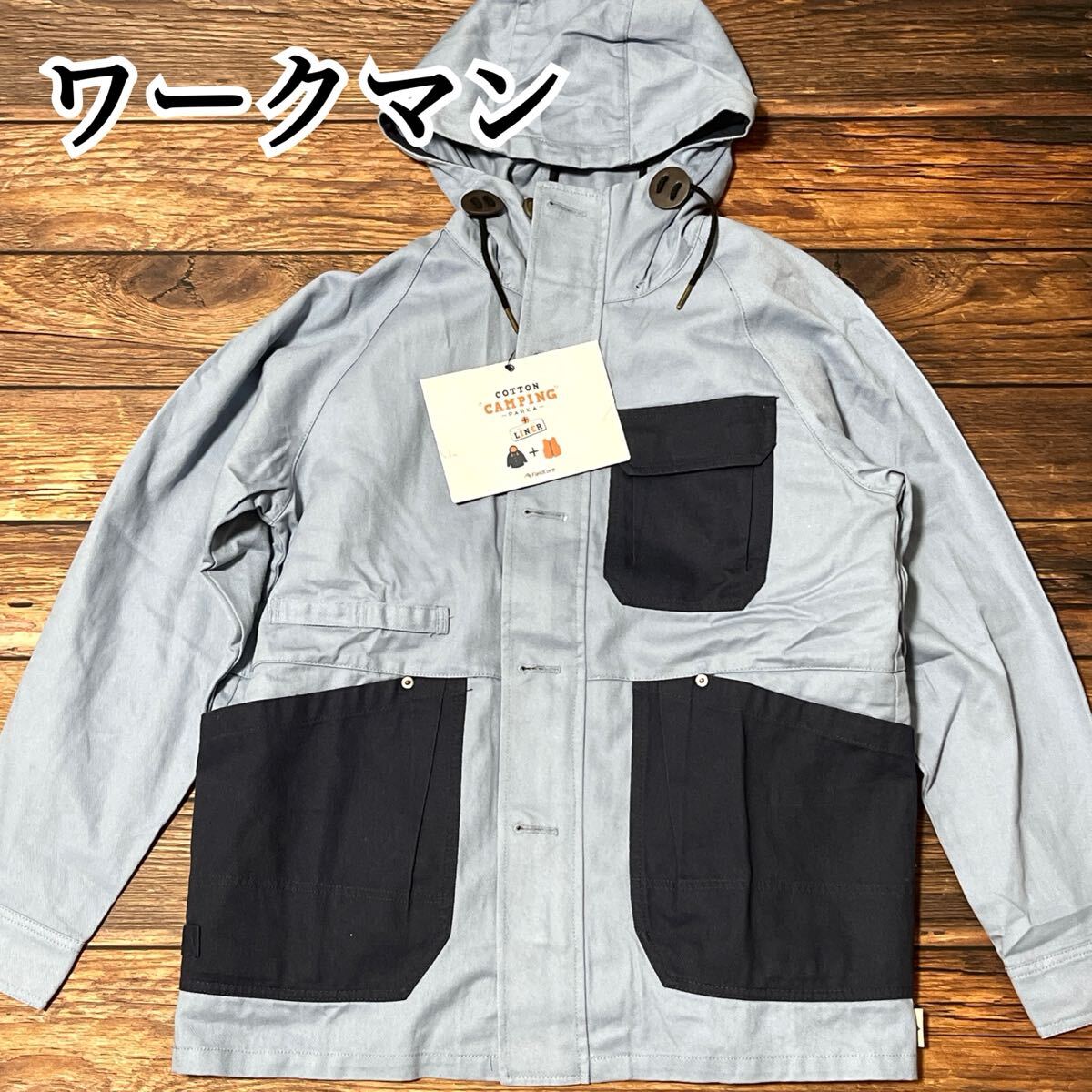 新品 未使用 ワークマン コットンキャンパープラスアルファ ジャンパー ブルゾン メンズ アウター ゆったり 冬 防寒 サックス ネイビー L拍卖