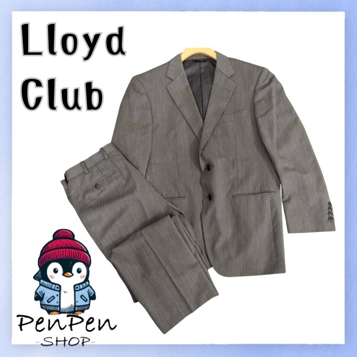 Lloyd Club ロイドクラブ メンズ スーツ セットアップ グレー ウール混 上質生地 2B シングル 88AB6 Lサイズ相当 高級感 テーラード 春秋拍卖