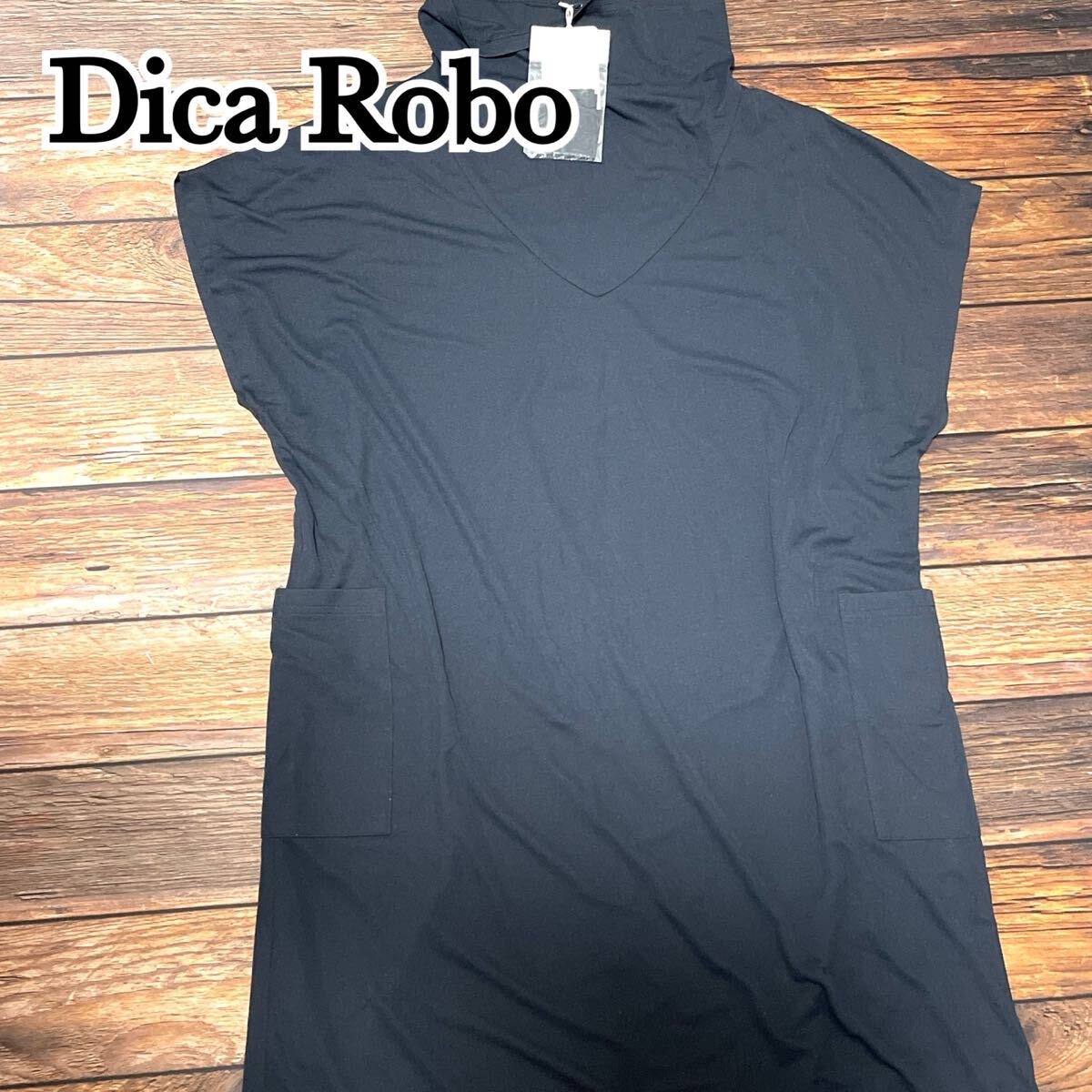 新品 未使用 Dica Rolo ディカロロ ワンピース ロングワンピース ロング丈 フレンチスリーブ ハイネック 春夏 レディース ブラック フリー拍卖
