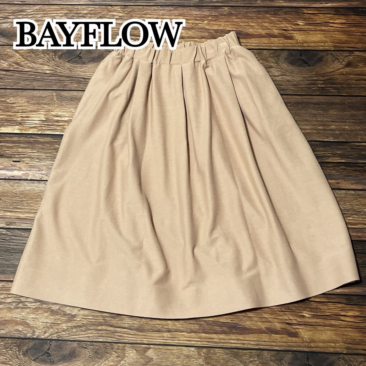 新品 未使用 BAYFLOW ベイフロー スカート フレアスカート ミディ丈 ひざ下 膝下 ウエストゴム レディース ボトムス 春夏秋 オレンジ S拍卖