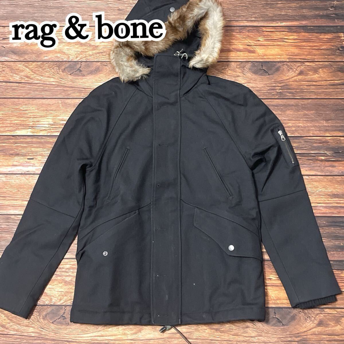 rag & bone ラグアンドボーン ジャケット パーカー メンズ アウター ファー付き ニューヨークブランド 冬 防寒 ブラック サイズ36 S拍卖