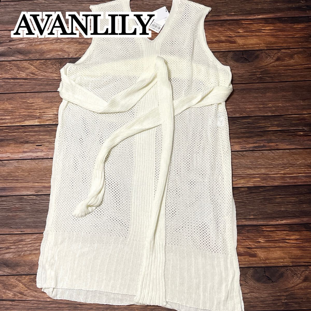 新品 未使用 AVANLILY アヴァンリリィ ワンピース ノースリーブワンピース 透かし編み レディース ロング丈 春夏秋 ホワイト フリー拍卖