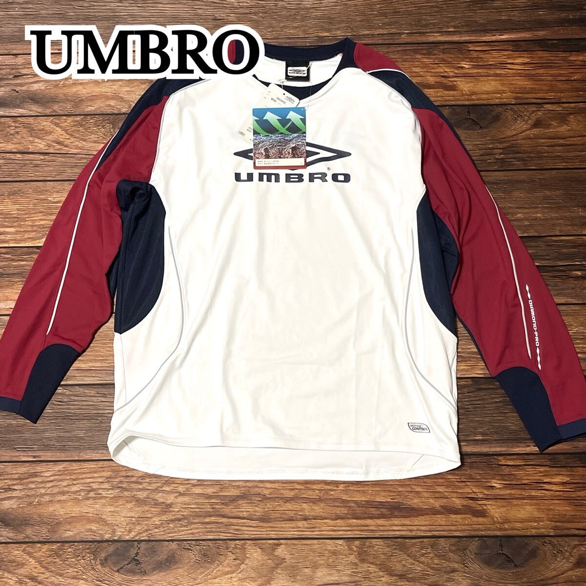 新品 未使用 UMBRO アンブロ シャツ プルオーバーシャツ 長袖 トレーニングウェア メンズ トップス スポーツ ゆったり サッカー ホワイト L拍卖