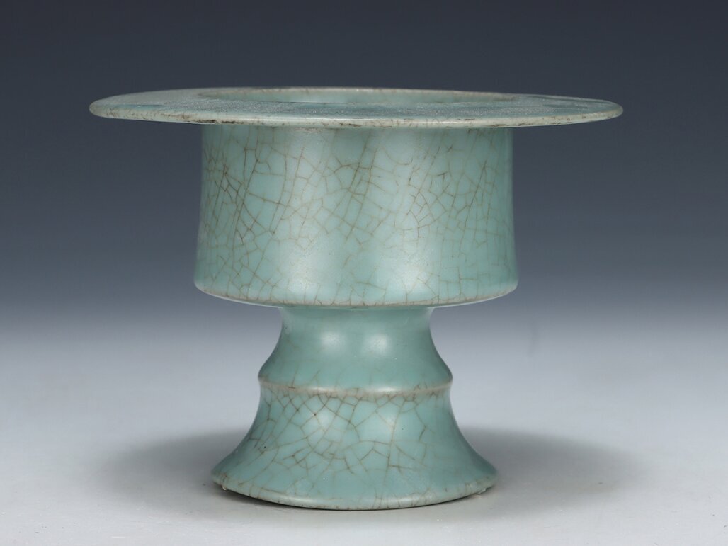 ▽鴻▽宋朝時代 陶磁器 汝窯天藍釉行炉 時代木箱付き 染付 時代物 中国古美術 骨董品拍卖