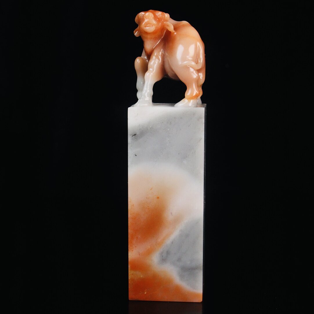 ▽鴻▽金石篆刻 寿山石彫 牛鈕素章 印材 時代物 中国古美術 骨董品拍卖