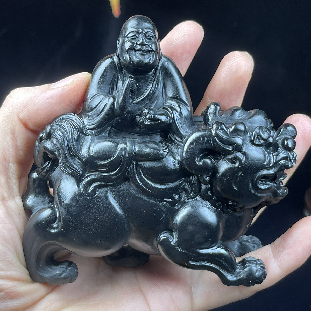 ▽鴻▽金石篆刻 寿山石彫 坐獣羅漢置物 時代物 中国古美術 骨董品拍卖