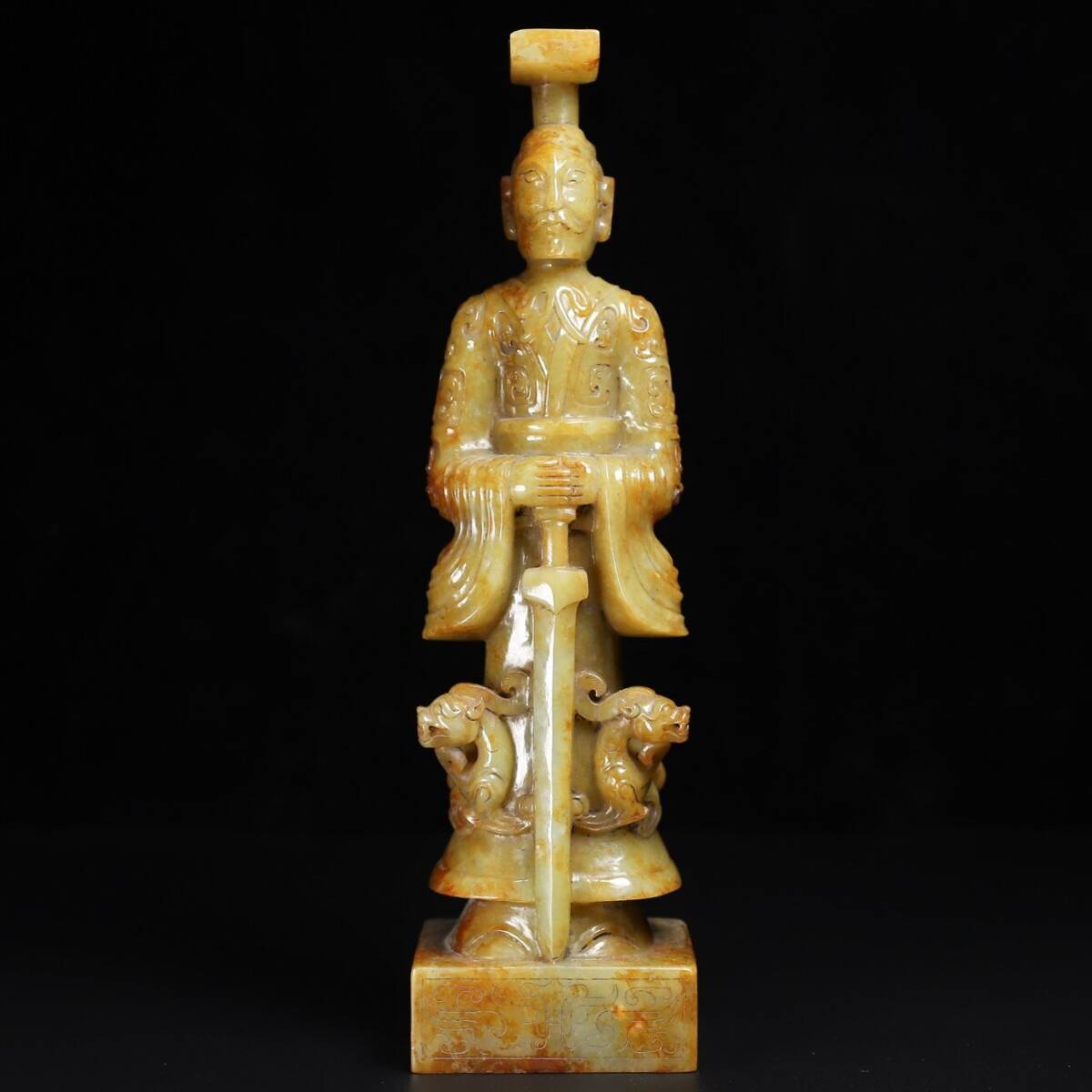 ▽鴻▽漢朝時代 高古玉 和田玉彫 人俑置物 漢武御製 時代物 中国古美術 骨董品拍卖