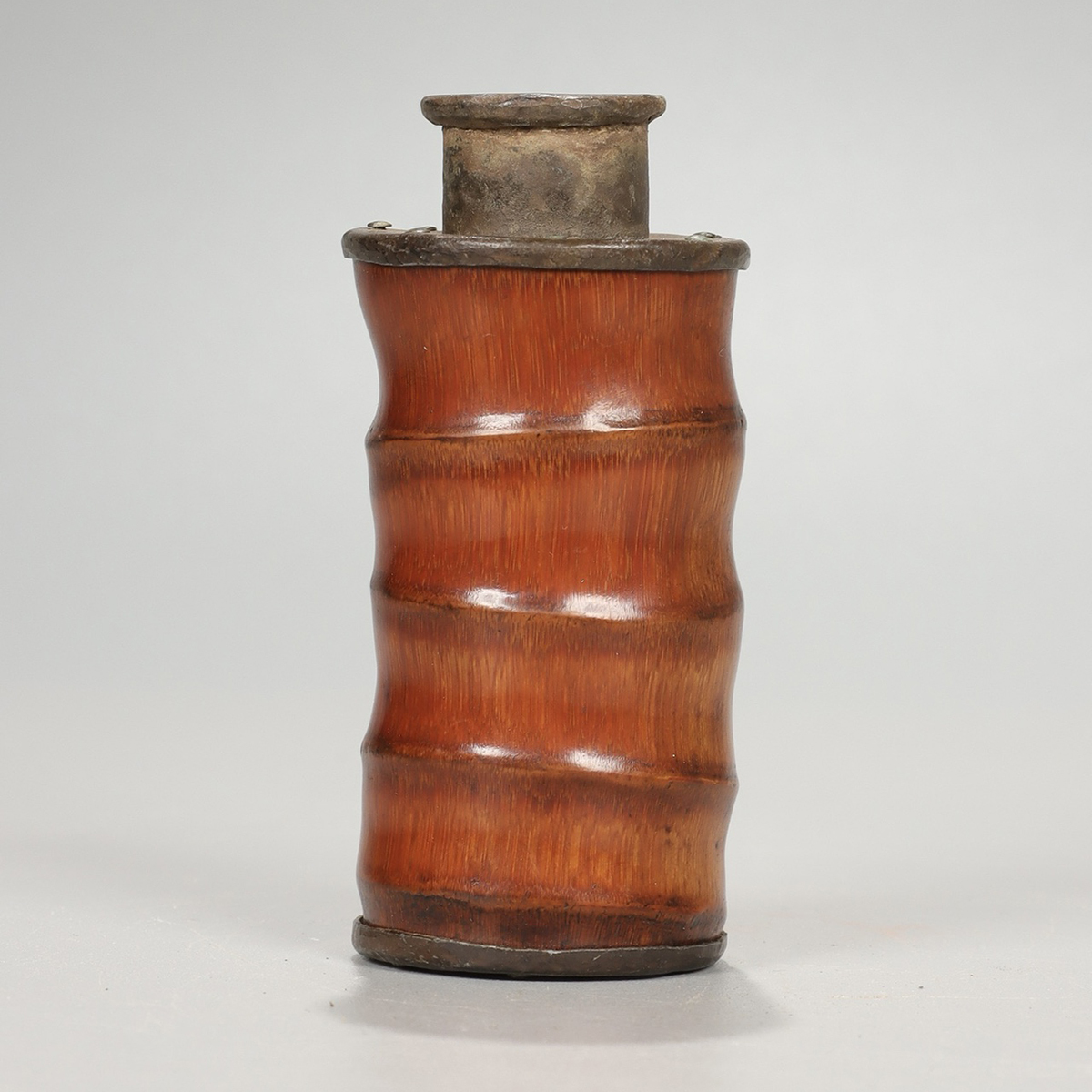 ▽鴻▽清朝時代 竹彫 象嵌錫倣生茶入 茶葉罐 茶筒 雅雨堂製款 時代物 中国古美術 骨董品拍卖