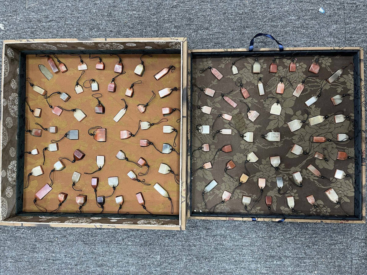 ▽鴻▽清時代 寿山石彫刻 百寿印章セット 印鑑 呉昌碩作 時代物 中国古美術 骨董品拍卖