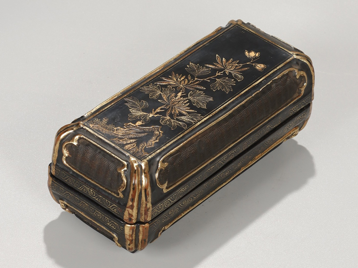 ▽鴻▽清時代 漆器 蒔絵 竹編菊花紋箱 時代物 中国古美術 骨董品拍卖