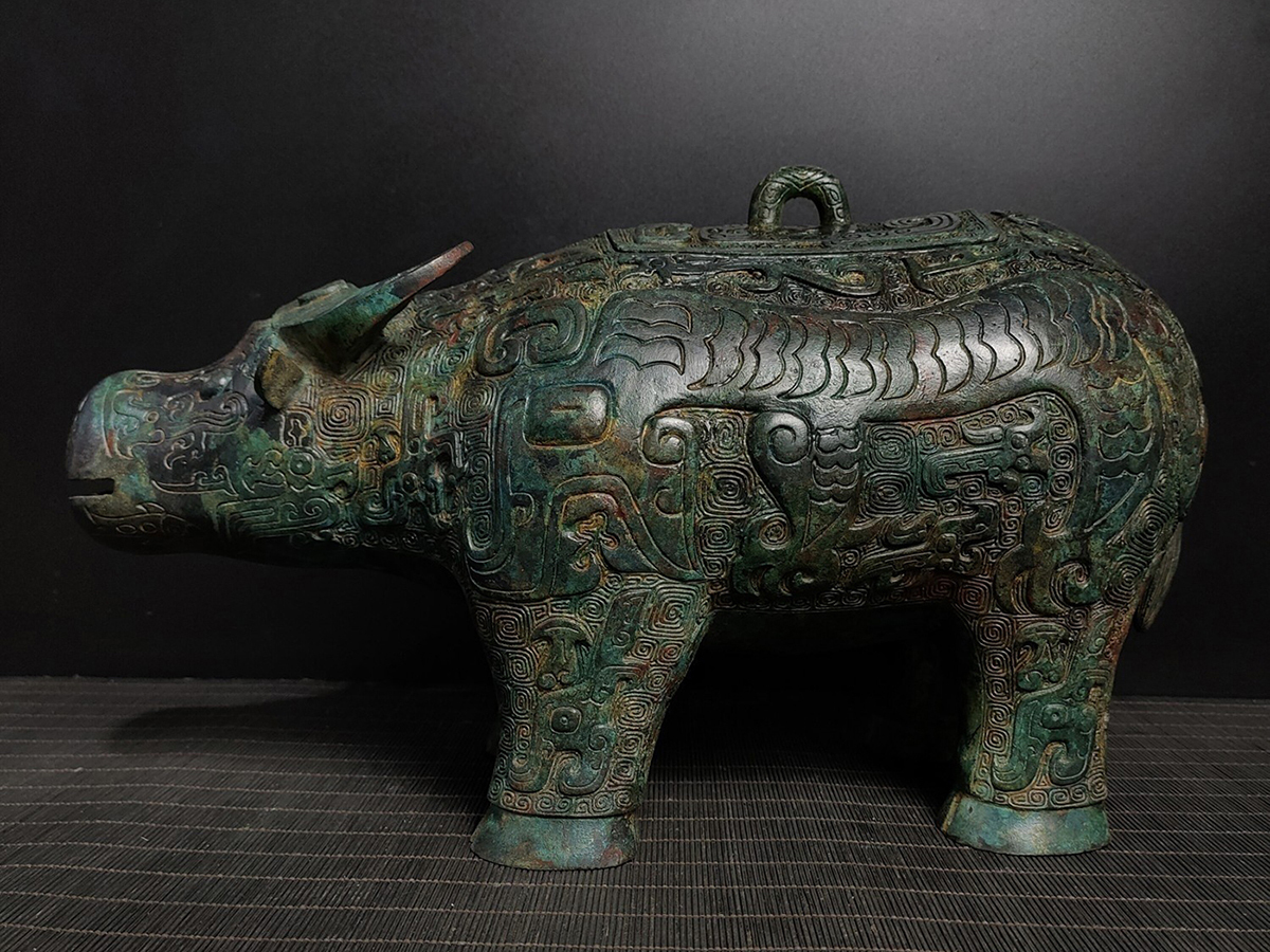 ▽鴻▽商周時代 館蔵珍品 青銅器 牛尊 時代物 中国古美術 骨董品拍卖