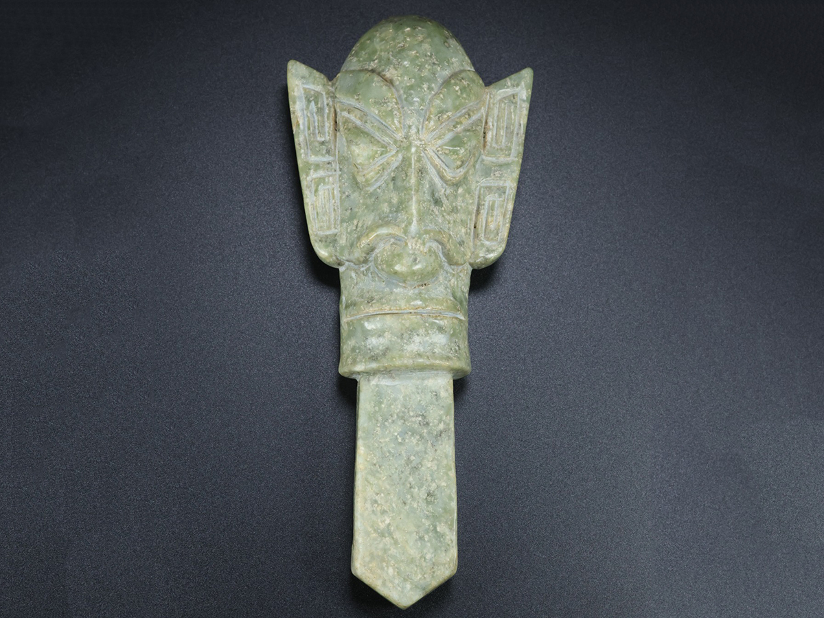 ▽鴻▽三星堆文化 高古玉 和田玉彫 人面彫り件 時代物 中国古美術 骨董品拍卖