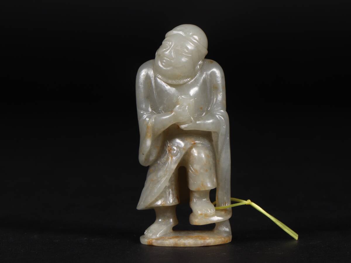 ▽鴻▽清朝時代 和田玉彫 羅漢置物 時代物 中国古美術 骨董品拍卖