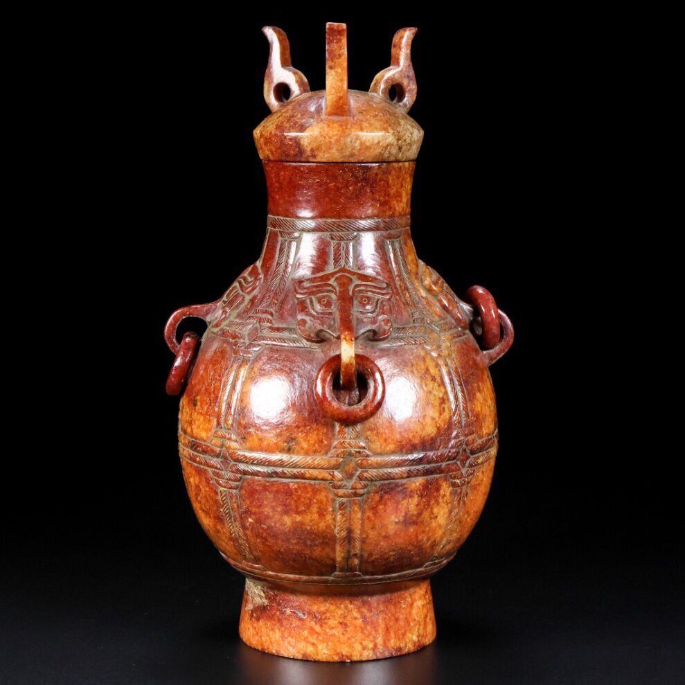 ▽鴻▽漢朝時代 高古玉 和田玉彫 玉瓶 時代物 中国古美術 骨董品拍卖