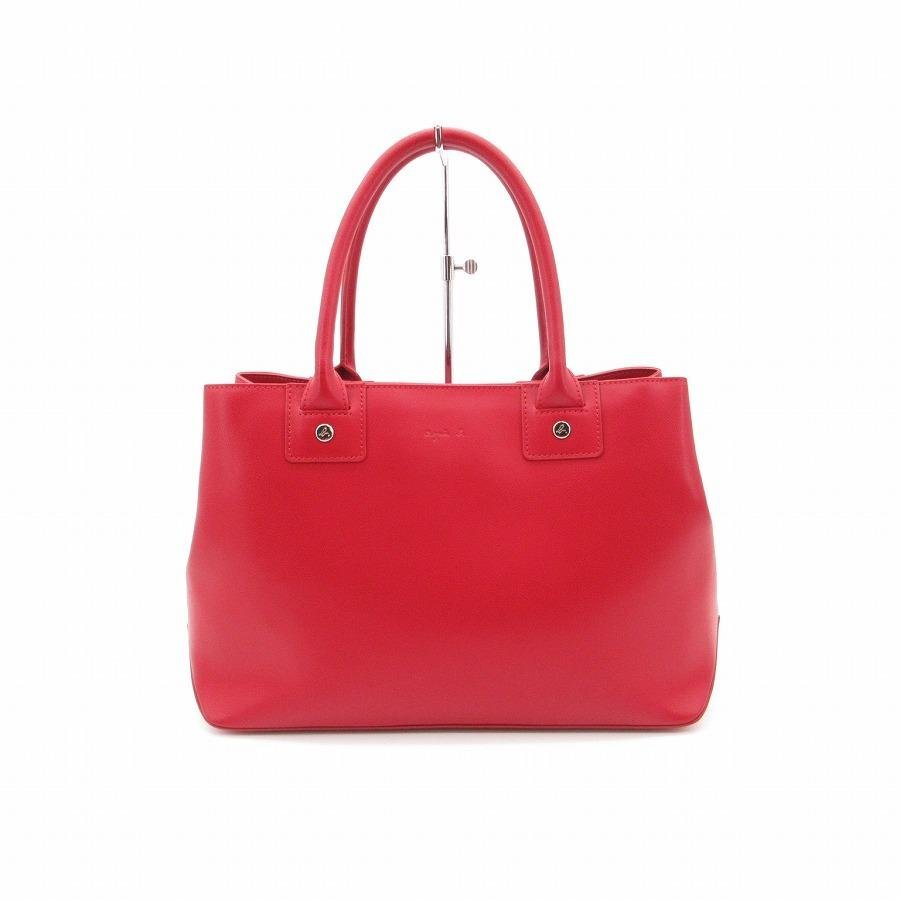 送料無料 美品 アニエスベー agnes b. ハンドバッグ トートバッグ 鞄 手提げ レザー A4可能 赤 レッド系 レディース拍卖