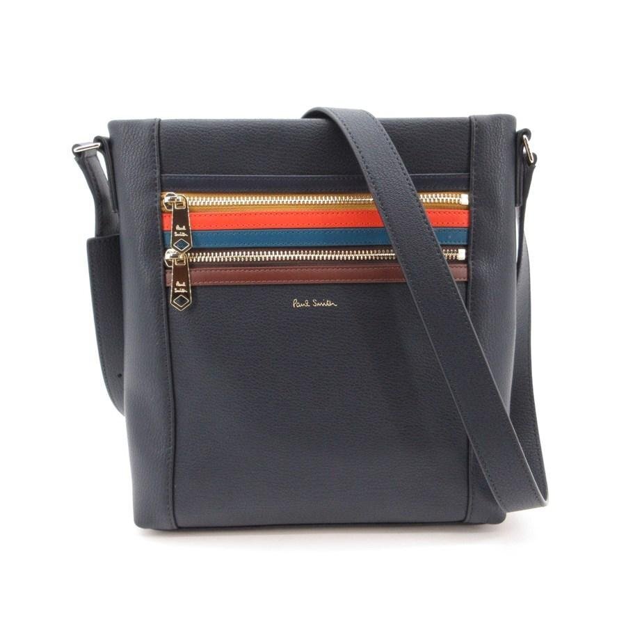 送料無料 超美品 ポールスミス Paul Smith ショルダーバッグ ポシェット PSN481 レザー マルチストライプ メンズ拍卖