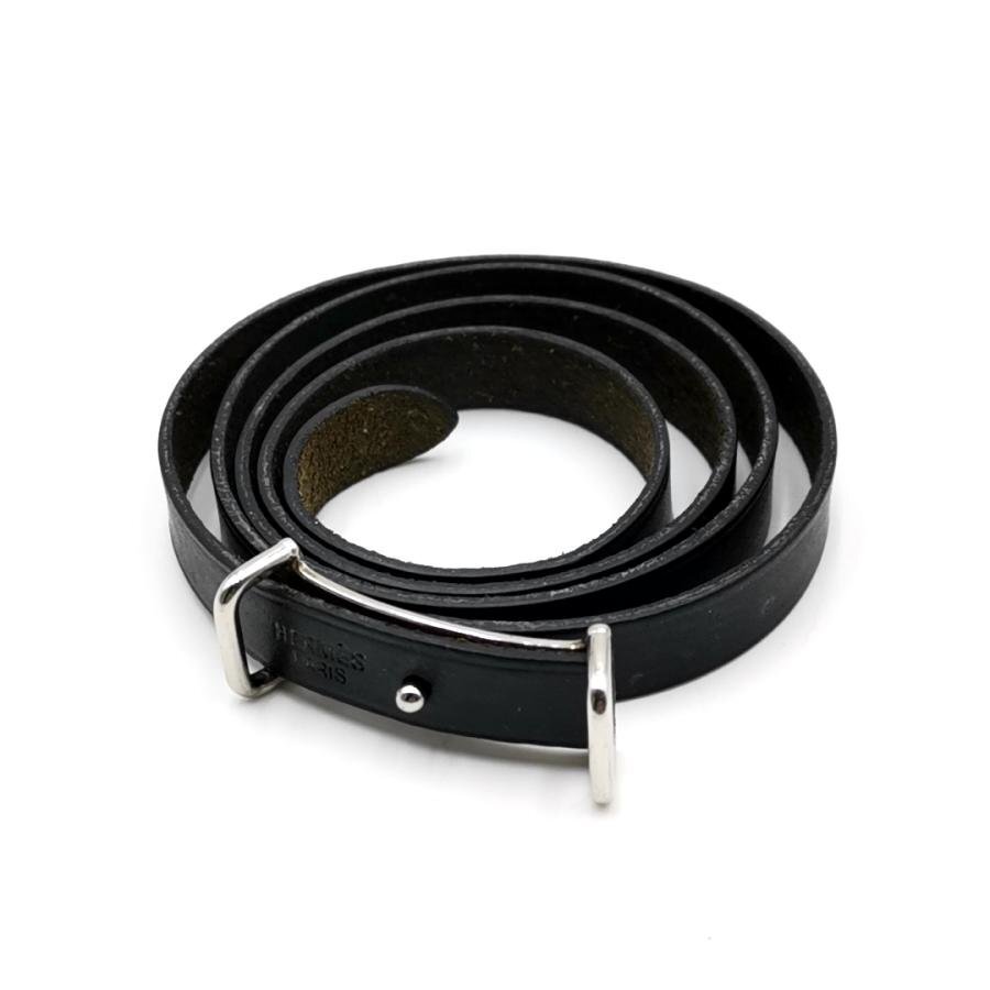 送料無料 エルメス HERMES ベルト レザー 本革 □E 2001年製造 黒 ブラック系 レディース拍卖