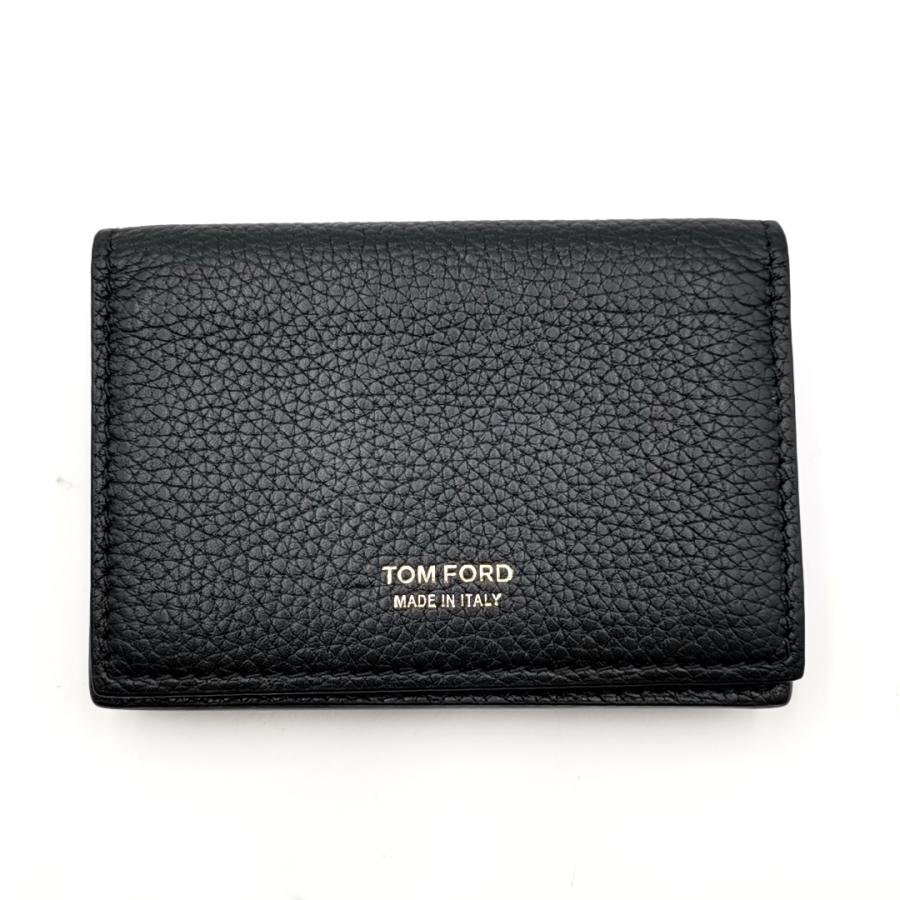 送料無料 超美品 トムフォード TOM FORD 名刺入れ カードケース カード入れ レザー 伊製 イタリア製 ブラック系 メンズ拍卖