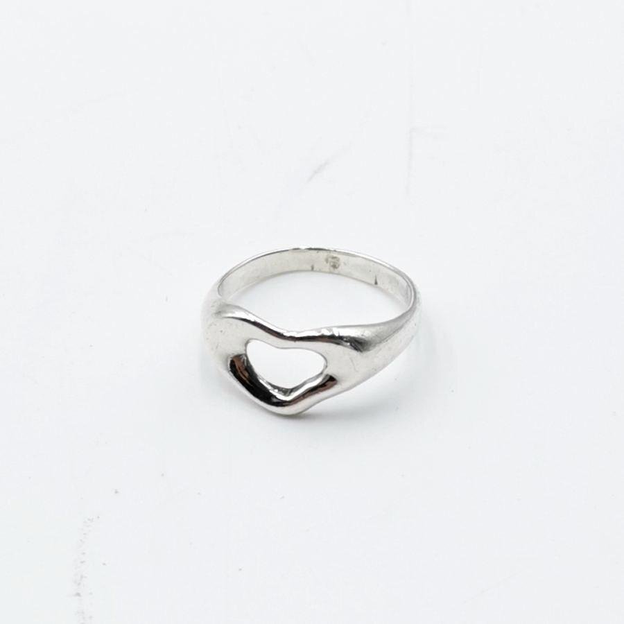 送料無料 美品 ティファニー Tiffany&Co. 指輪 リング アクセサリー 小物 オープンハート シルバー 9号 レディース拍卖