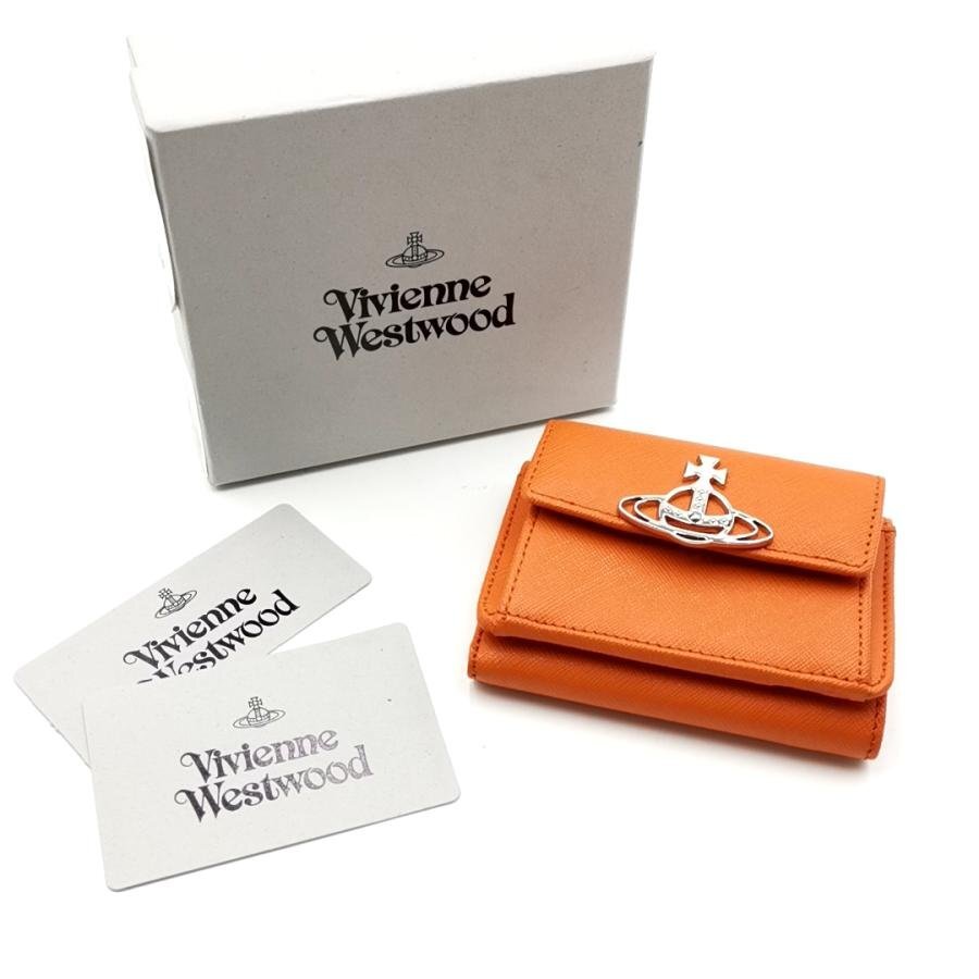 送料無料 超美品 ヴィヴィアンウエストウッド Vivienne Wesewood 財布 三つ折り レザー イタリア製 レディース拍卖