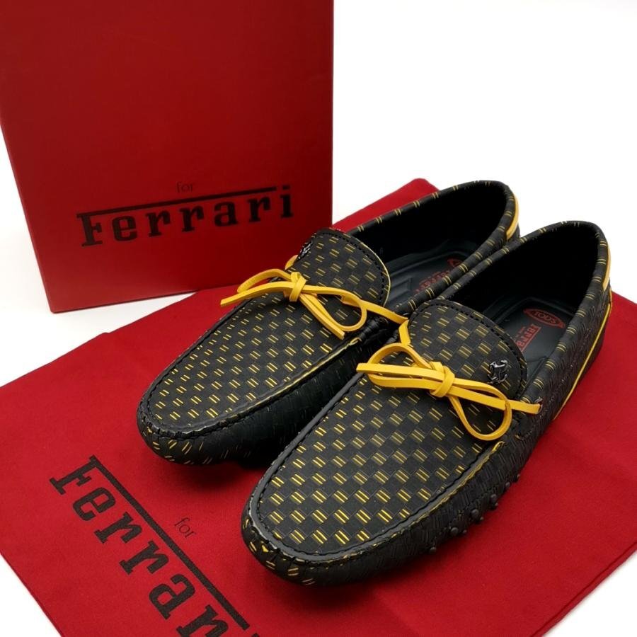 送料無料 超美品 トッズ フェラーリ TOD’S Ferrari ドライビングシューズ シューズ ゴンミーニ レザー 6 メンズ拍卖