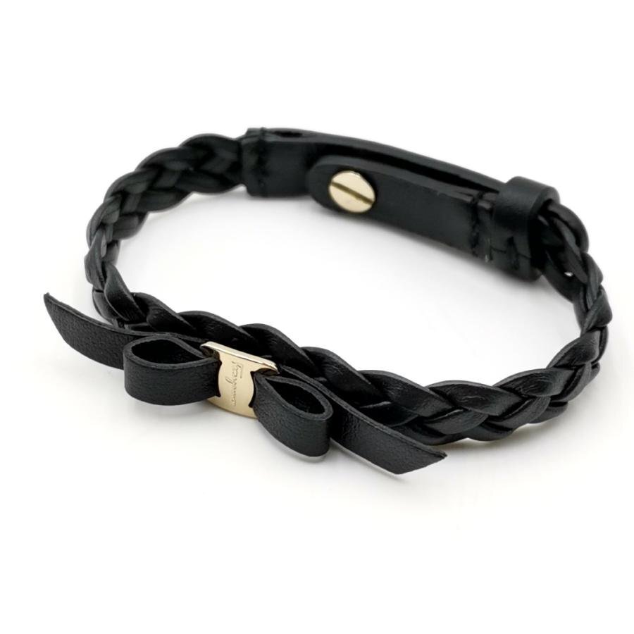送料無料 超美品 サルヴァトーレフェラガモ Salvatore Ferragamo ブレスレット ヴァラリボン レザー レディース拍卖