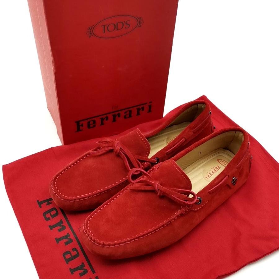 送料無料 超美品 トッズ フェラーリ TOD’S Ferrari ドライビングシューズ ローファー モカシン スエード 6 メンズ拍卖
