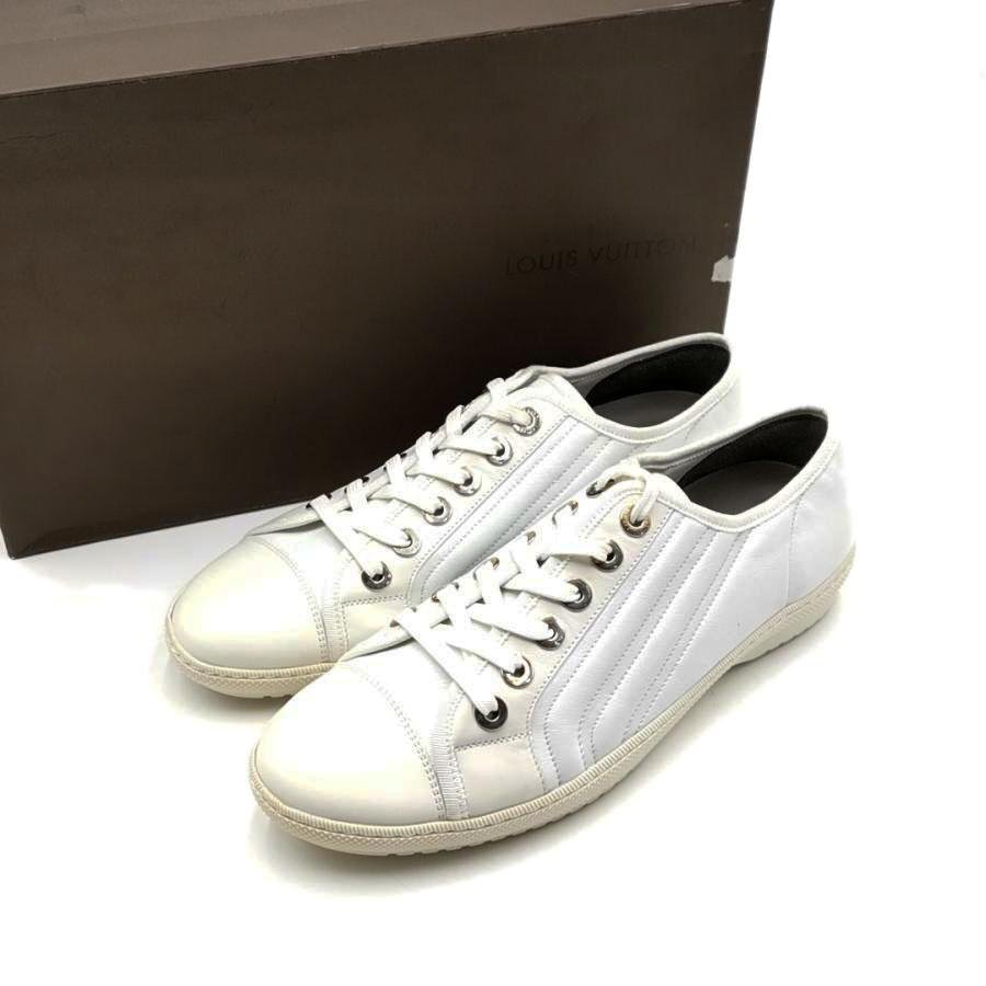 送料無料 超美品 ルイヴィトン LOUIS VUITTON スニーカー 靴 シューズ GO0078 レザー 6 1/2 メンズ拍卖