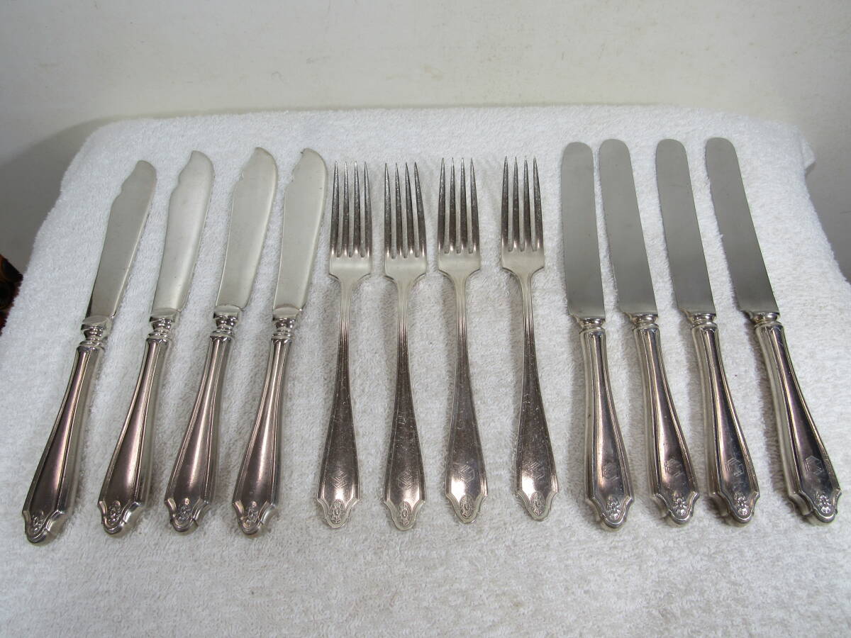 銀製品 フォーク MEIDI-YA 重さは50g F、R、S、N COMMULLTY JAPAN 4本セット/ナイフ 4本/ナイフ4本 中古美形拍卖