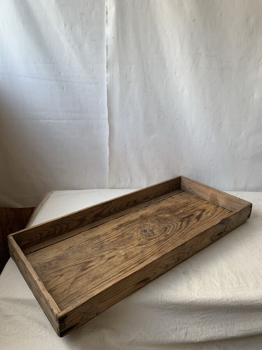 経年の雰囲気が素敵な古い木箱 木製トレー収納店舗什器インテリアディスプレイ古道具アンティークビンテージ無垢材古民家展示台昭和レトロ 拍卖