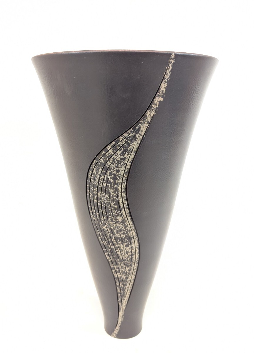 【極美品】 花瓶 花器 花入 華道 いけばな 池坊 花入れ フラワーベース 陶器 フラワーアレンジメント 在銘 正明 一品 鉄錆 京焼 32拍卖