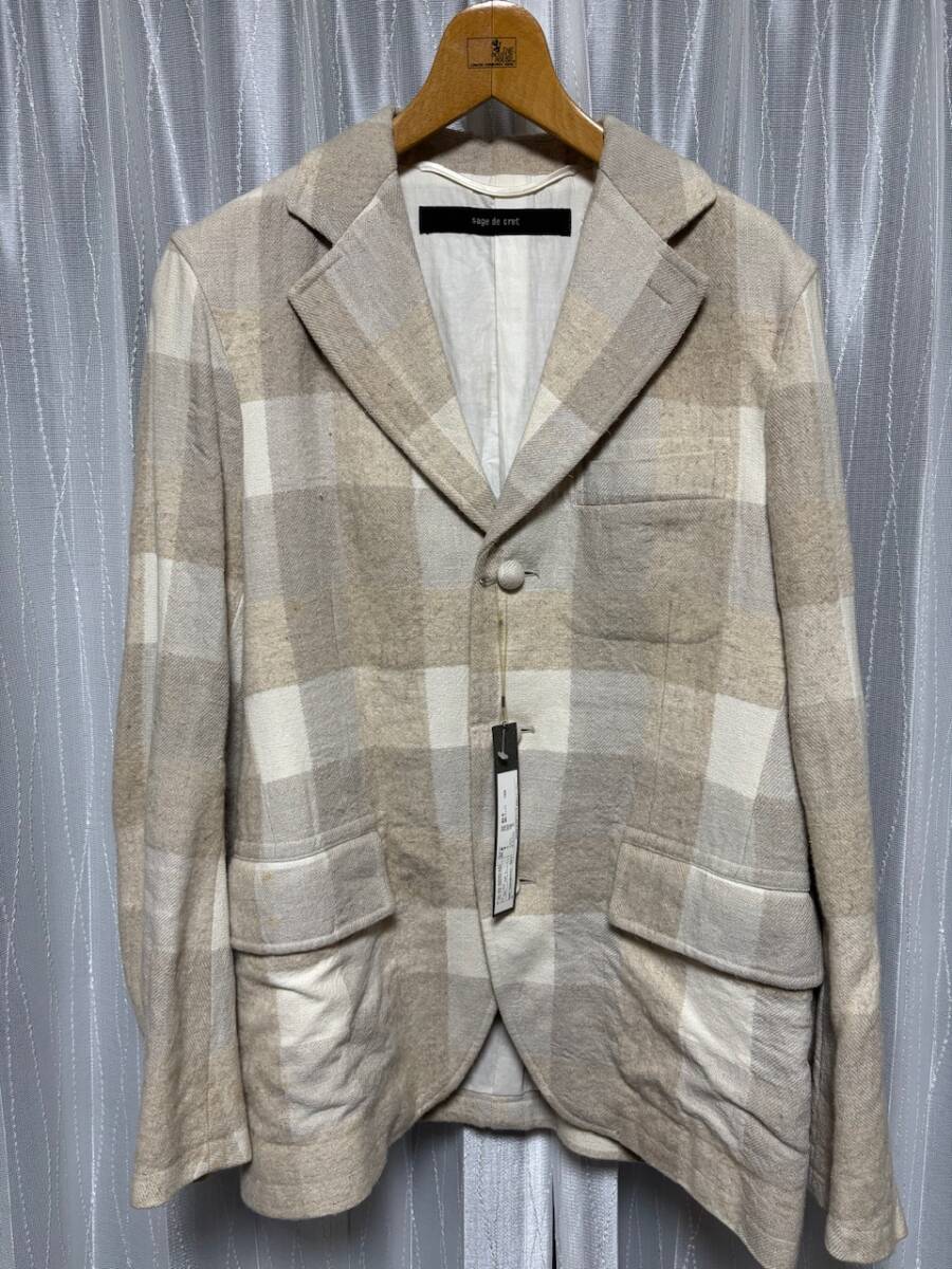 劣化有 sage de cret 異素材 チェック ジャケットsize 4 定価4.2万円 テーラード 3b 日本製拍卖