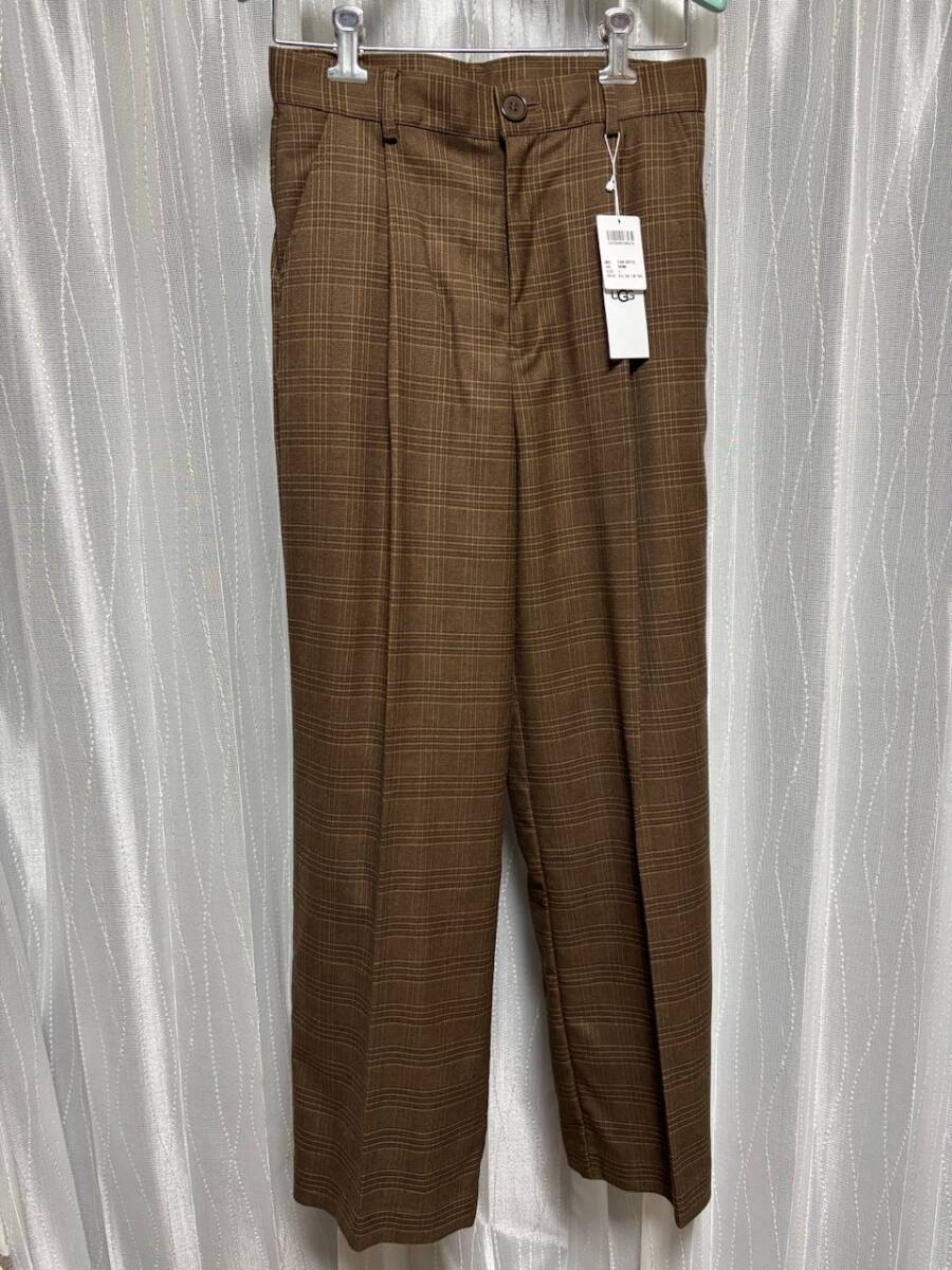 新品 UGG スラックス パンツ L レディース スーツ ズボン チェック ブラウン 茶色拍卖