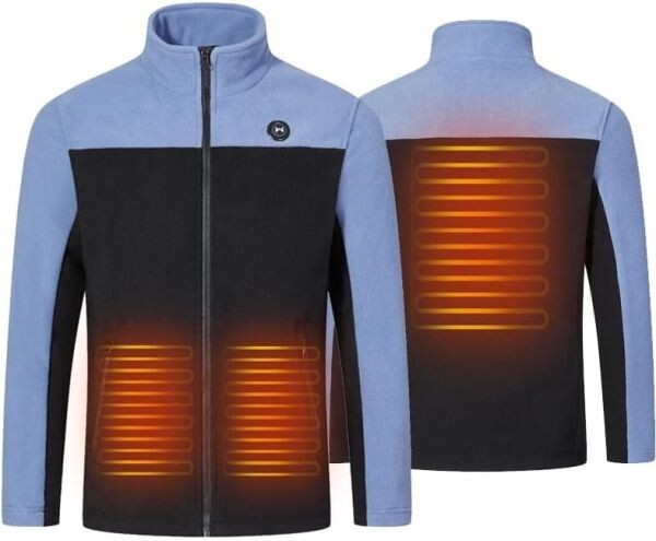 【WESMART】電熱フリースジャケット メンズ 充電式 防寒 秋冬 L ブラック/ブルー拍卖