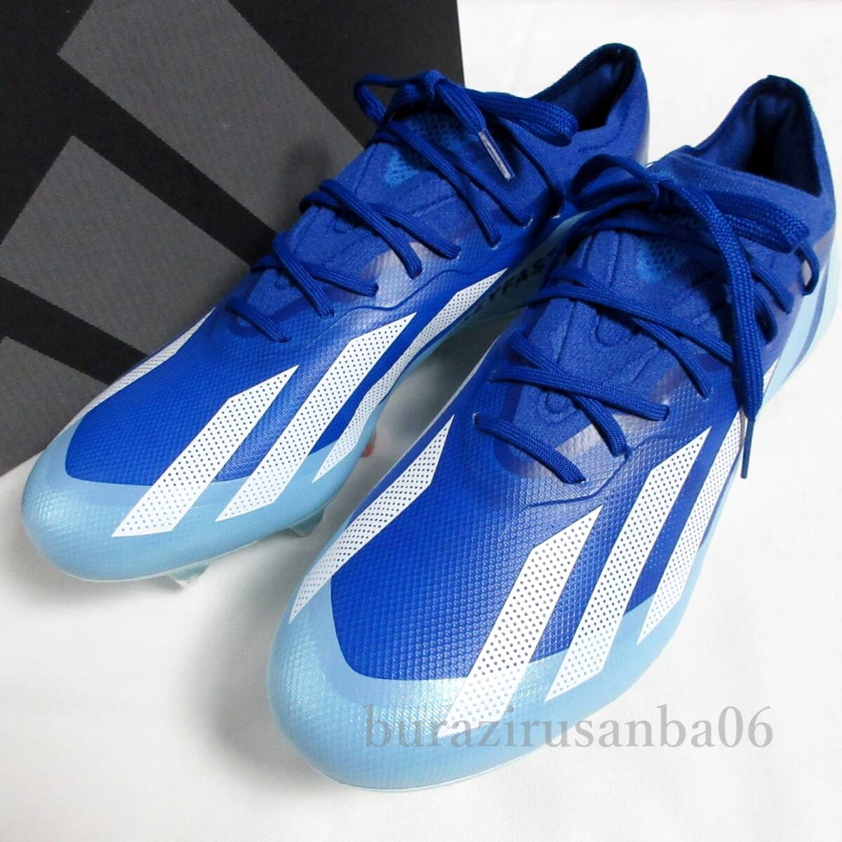 新品正規品アディダス 高級サッカー スパイク エックス クレイジーファースト 取替式 柔らかい土グラウンド用 天然芝用 青系 28㎝拍卖