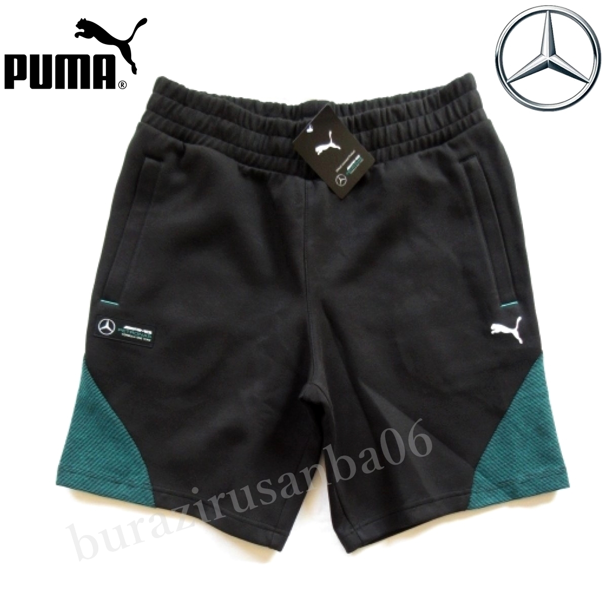 US/S 日本M相当◆未使用 PUMA プーマ × メルセデス ベンツ コラボ スウェット ハーフパンツ 上質な風合い メルセデスAMG 599611 ブラック拍卖