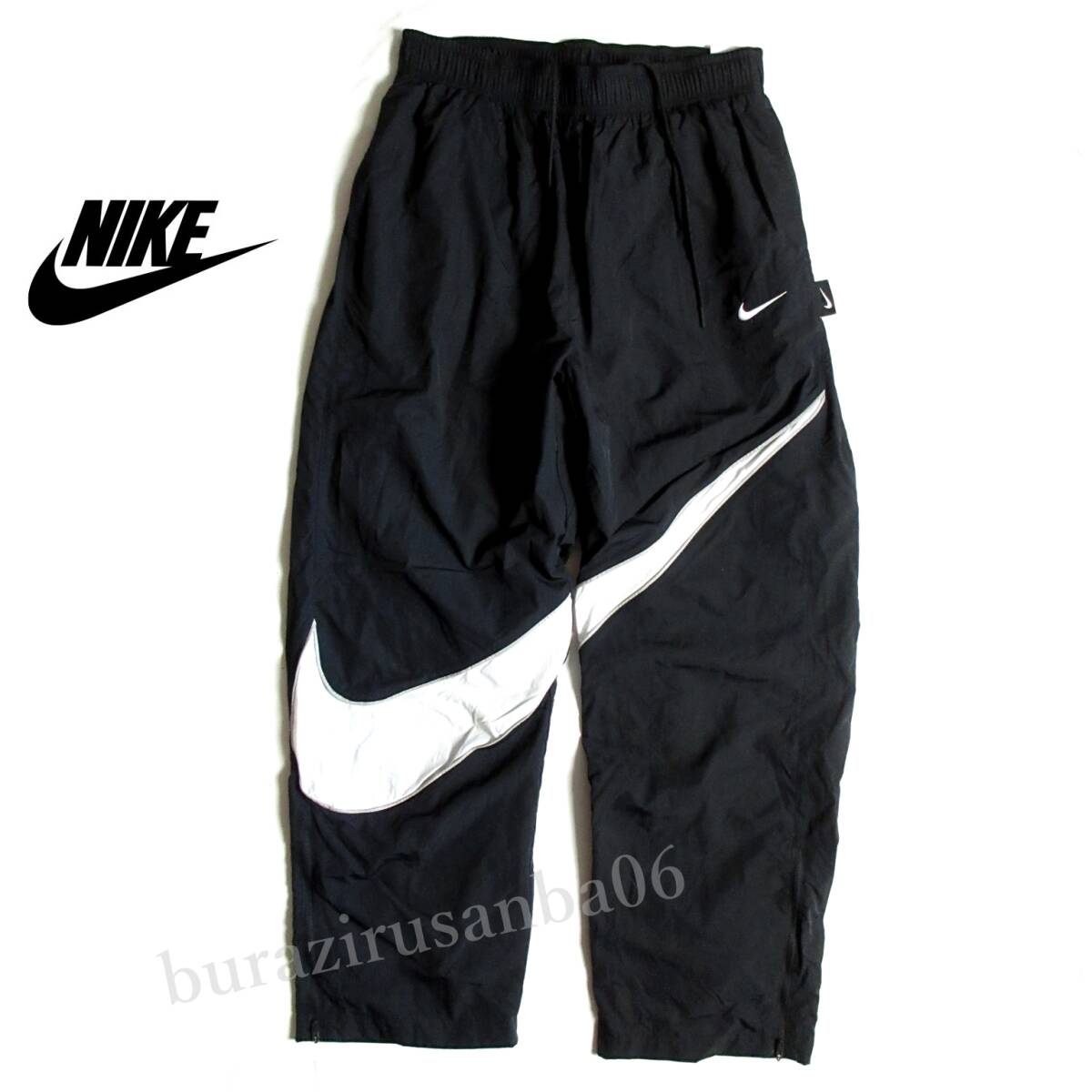 メンズ L ルーズ 未使用 NIKE ナイキ ビッグロゴ ウーブンパンツ 裏メッシュ ウインドブレーカーパンツ ナイロンパンツ DX0595 黒拍卖