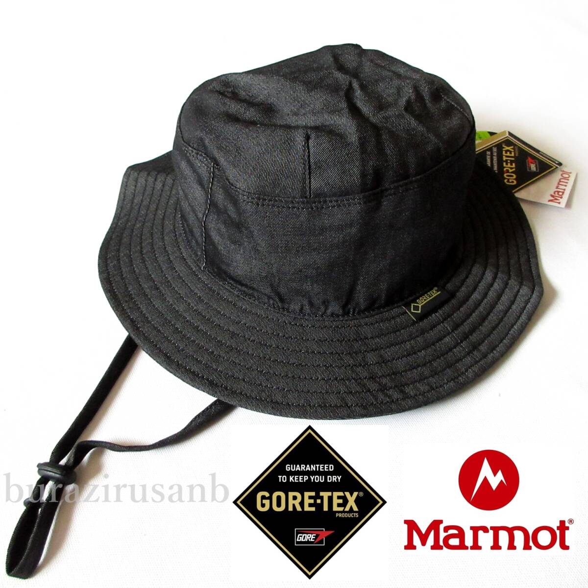 Lサイズ 男女兼◆未使用 Marmot マーモット 防水ゴアテックス デニムライナーハット 黒 GORE-TEX Denim Linner Hat アウトドア 帽子拍卖