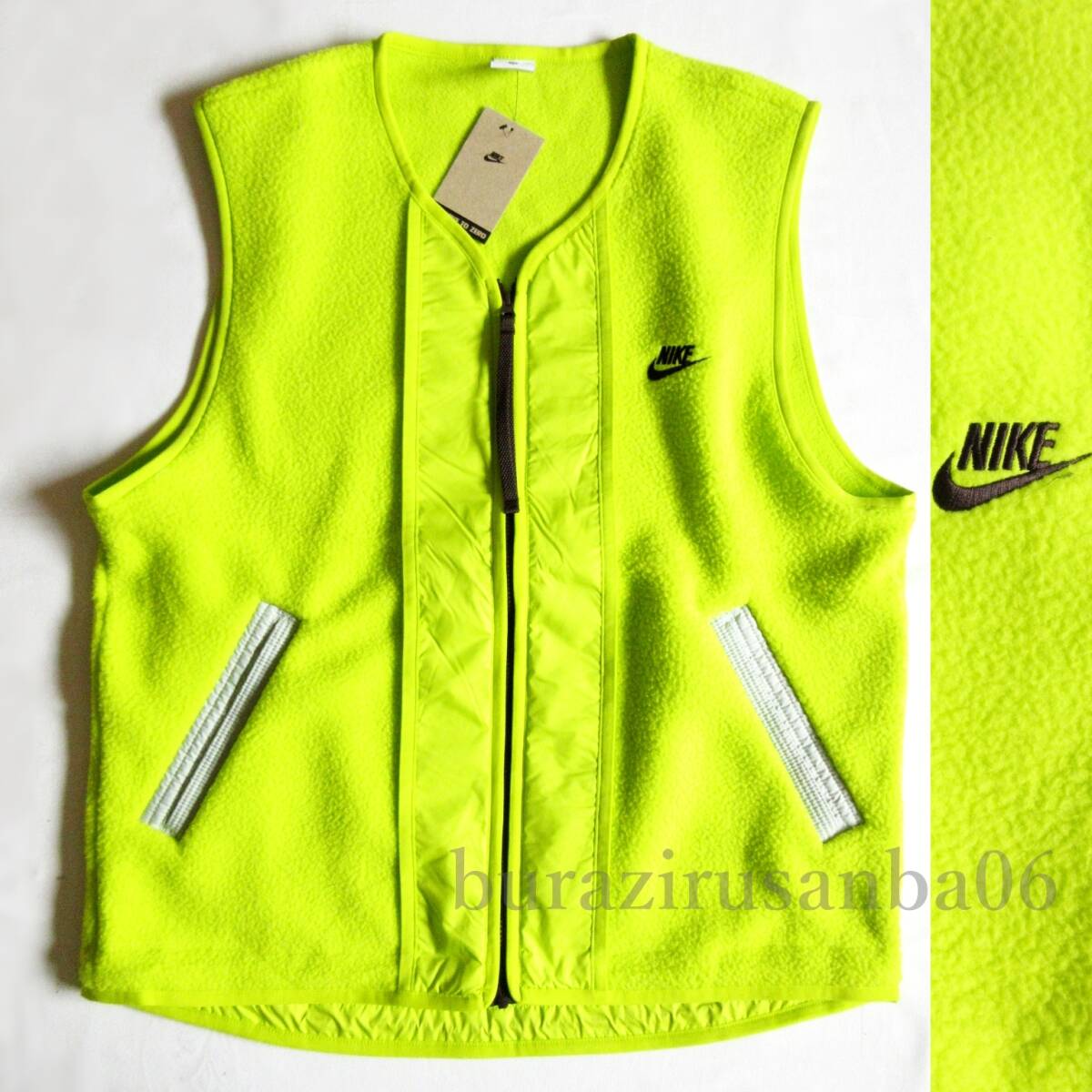 メンズ 2XL ◆未使用 定価9,900円 NIKE ナイキ NSW SPE シェルパ フリース ベスト ノーカラー ハイパイル 蛍光 ネオンカラー DD5026拍卖