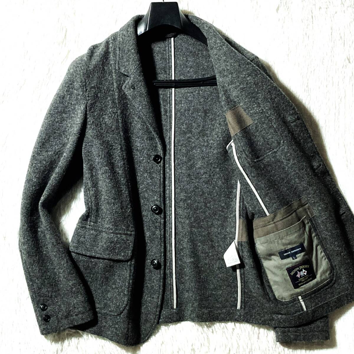 アーバンリサーチ×英国MOON★素材で彩る秋冬★圧縮スライバー ウールニット テーラードジャケット ジャージー 本切羽 灰 L URBAN RESEARCH拍卖