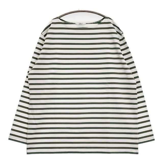 AURALEE/IENA バスクシャツ A21AB01IE ボーダー 長袖Tシャツ カットソー ロンT ホワイト グリーン オーラリー/イエナ 5-0921M 264790拍卖