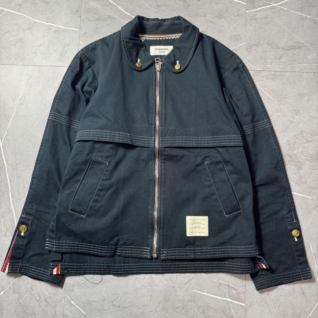 【アメトラの再構築!!】【お洒落さん御用達】TOHM BROWNE トムブラウン ブルゾン 金ボタン トリコロール ネイビー ジップアップ拍卖