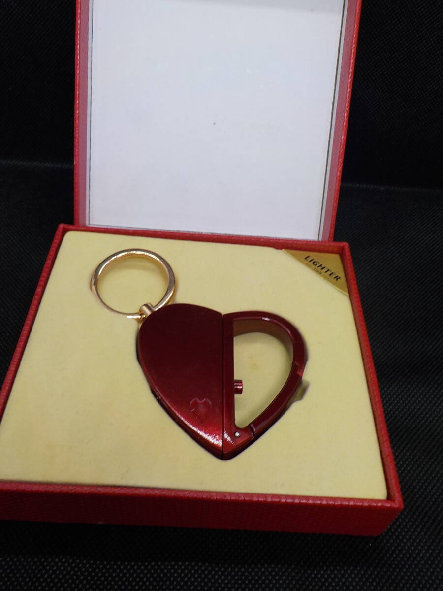 ★USBライター★ハート型★カラビナ★赤★レッド★メタル★金属★BONZON★拍卖