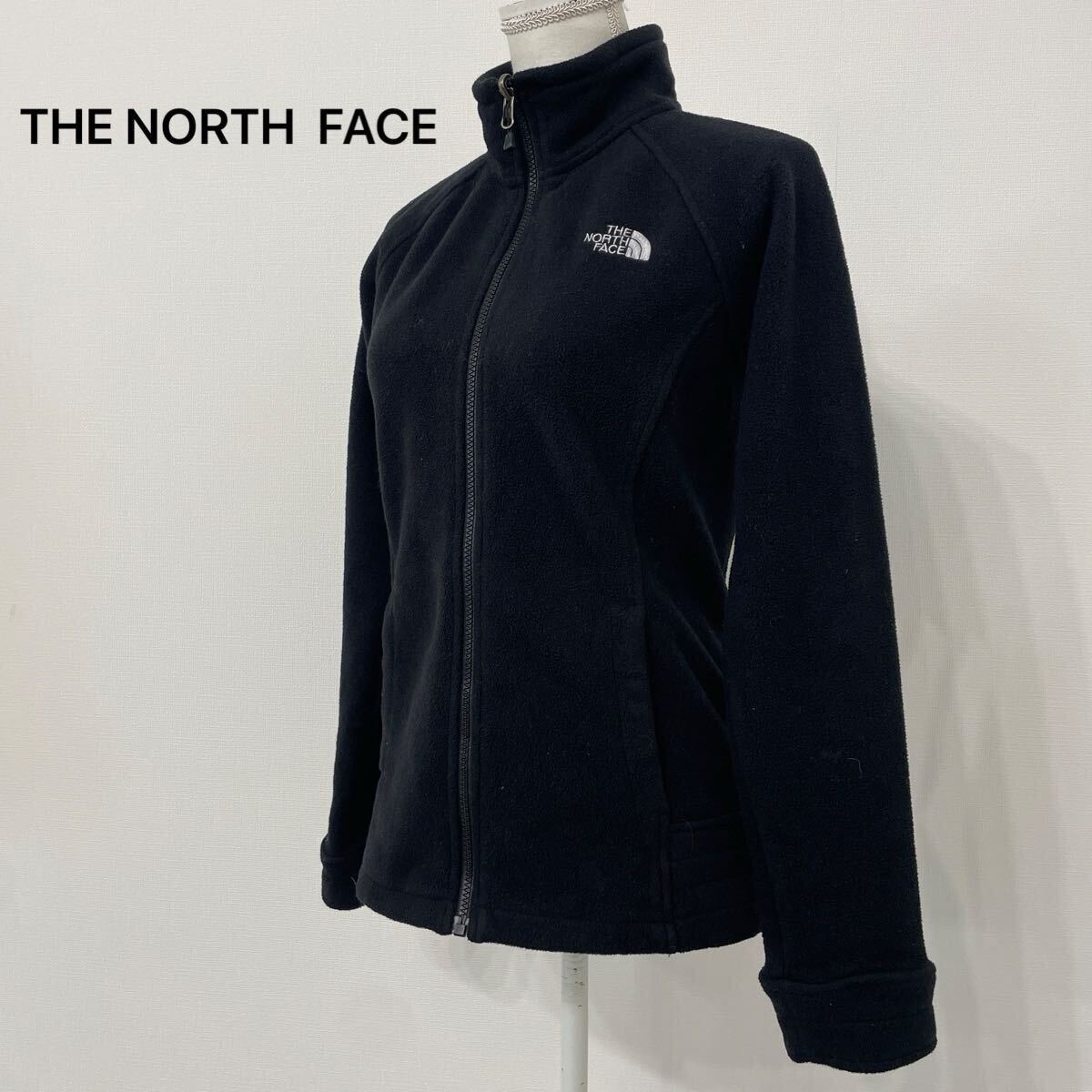 【851】 THE NORTH FACE ノースフェイス フリースジャケット 黒 ジップアップ ブラック ロゴ刺繍 アウトドア レディースSサイズ 拍卖