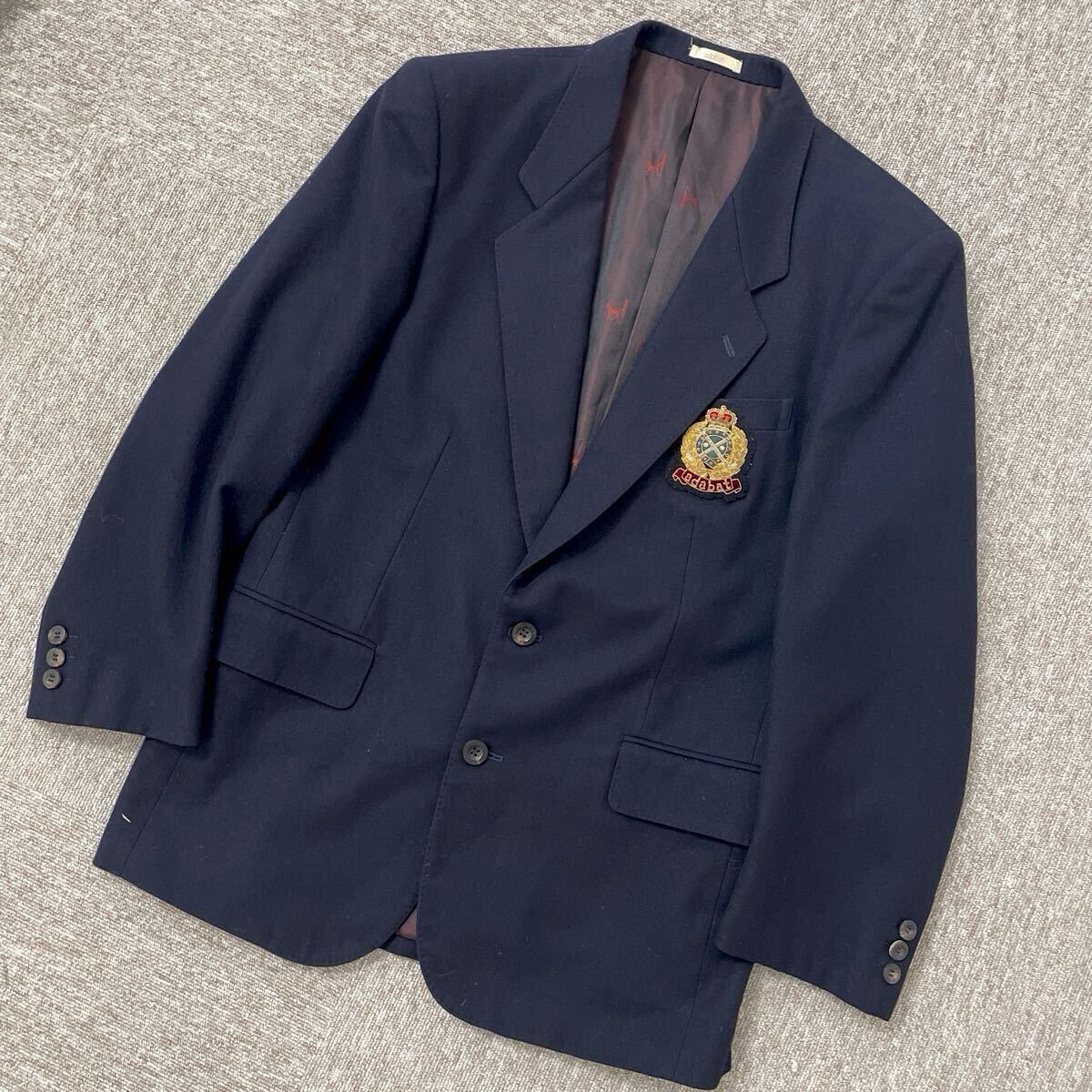 【904】アダバット adabaT 紺ブレ 濃紺 紺色 ブレザー テーラードジャケット ウール ゴールド エンブレム 拍卖
