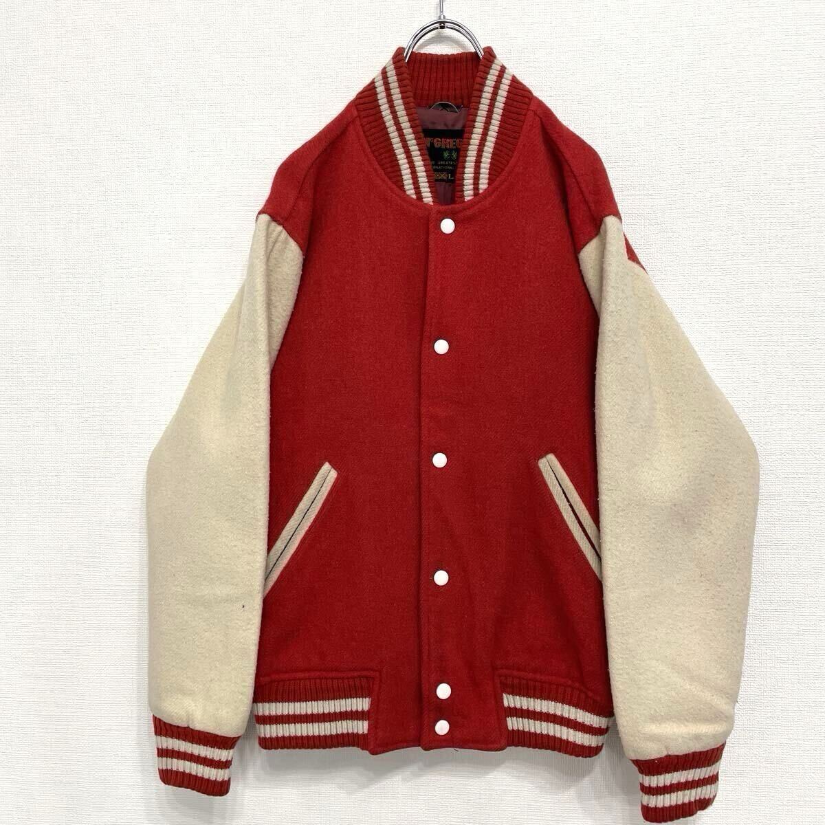 【953】vintage 古着 スタジャン 赤×白 マックレガー McGREGOR ウール ジャケット スナップボタン スタジアムジャンパー拍卖