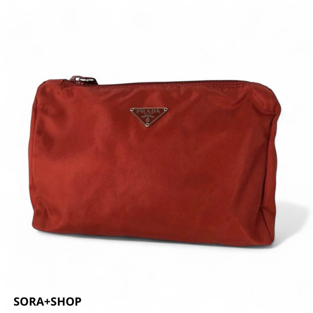 PRADA プラダ ポーチ 小物入れ レッド レディース ブランド 送料無料 人気 ブランド 定番 鑑定済 高級 正規品拍卖
