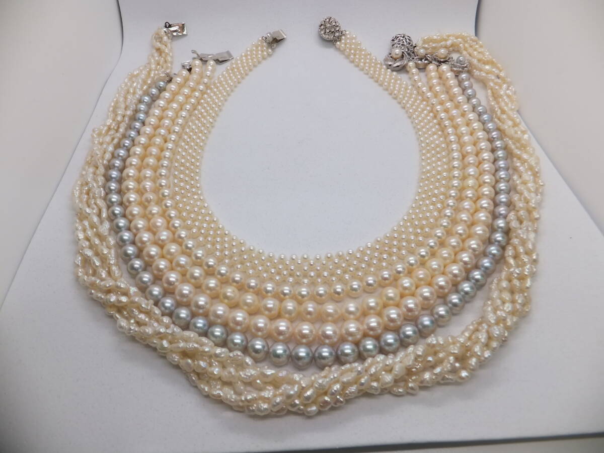 真珠 ネックレス おまとめ パール アコヤ 淡水 チョーカー 拍卖