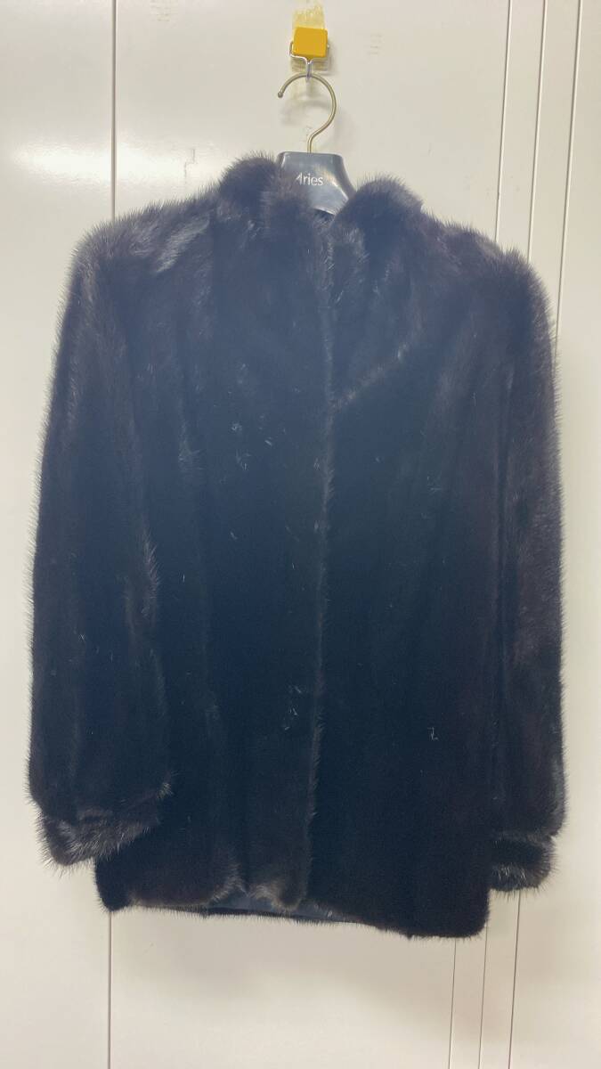 ●○9519 MINK ミンク コート ファーコート 毛皮コート ブラックブラウン系 11号○●拍卖